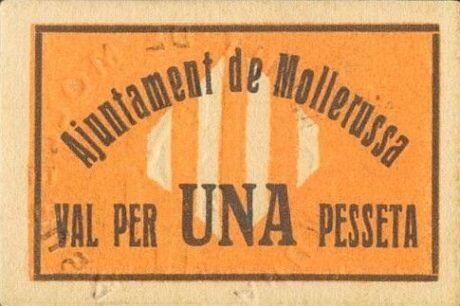 Аверс банкноты 1 песета Моллерусса (Испания)