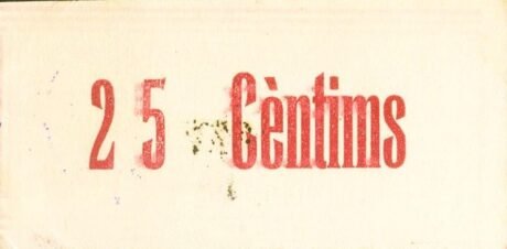 Реверс банкноты 25 centymów Moncortes (Hiszpania)