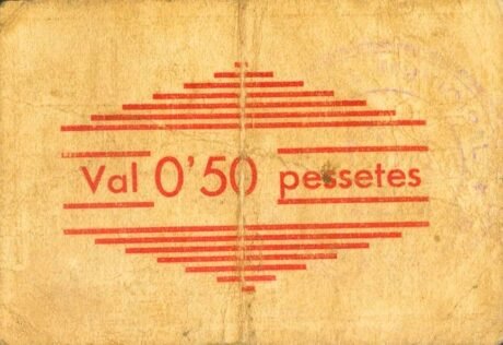 Реверс банкноты 0,50 Pesetas Mon-Ro (Hiszpania) 1937