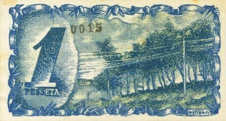 Реверс банкноты 1 peseta Pineda de Segarra (Hiszpania) 1937