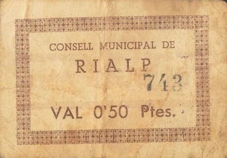 Аверс банкноты 0,50 Pesetas Rialp (Hiszpania) 1937