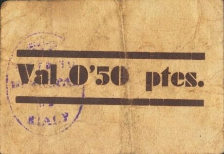 Реверс банкноты 0,50 Pesetas Rialp (Hiszpania) 1937