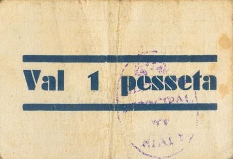 Реверс банкноты 1 песета Риальп (Испания) 1937 года