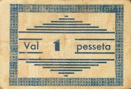 Реверс банкноты 1 песета Рибера де Кардос (Испания) 1937 года