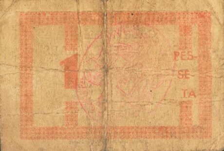 Реверс банкноты 1 песета Салас де Пальярс (Испания) 1937 года