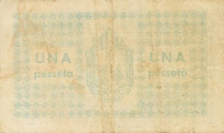 Реверс банкноты 1 peseta Solsona (Spain) 1937