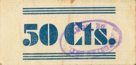 Реверс банкноты 50 centimosów (Hiszpania)