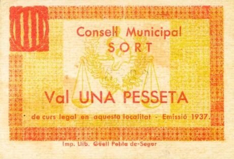 Аверс банкноты Peseta 1. klasy (Hiszpania) 1937