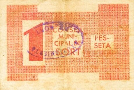 Реверс банкноты Peseta 1. klasy (Hiszpania) 1937