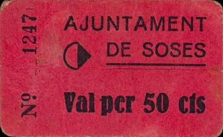 Аверс банкноты 50 centymów sos (Hiszpania)