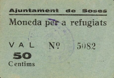 Аверс банкноты 50 сантимов сосов (Испания)