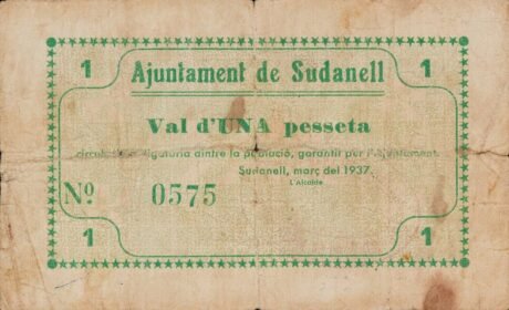 Аверс банкноты 1 peseta Sudanese (Spain) 1937