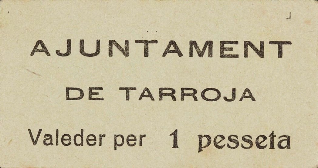 Аверс банкноты 1 песета Тарроха (Испания) 1937 года