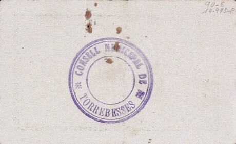 Реверс банкноты 50 centymów torrebesses (Hiszpania)