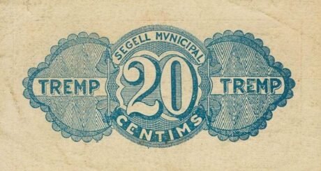 Реверс банкноты 20 centymów Tremp (Hiszpania)
