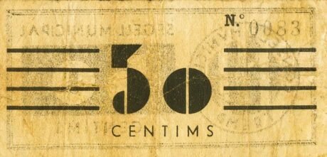 Реверс банкноты 50 сантимов тремп (Испания)