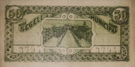 Реверс банкноты 50 centymów tremp (Hiszpania)