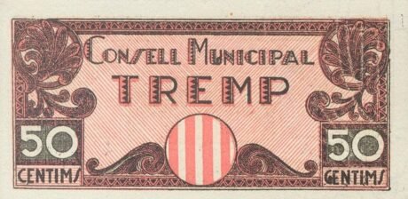 Аверс банкноты 50 centymów tremp (Hiszpania)