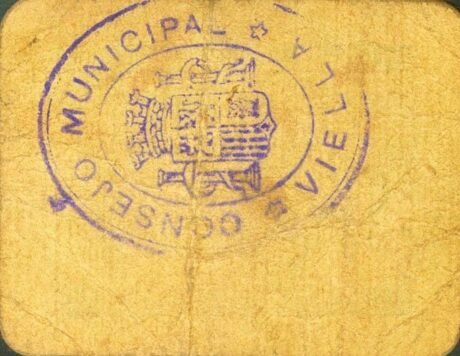 Реверс банкноты 1 песета Виелла (Испания)