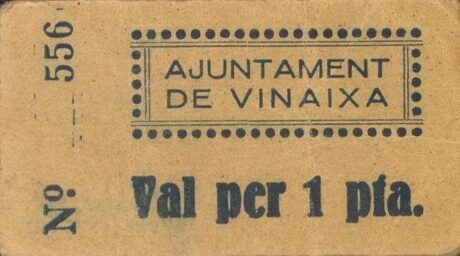 Аверс банкноты 1 Песета Винайша (Испания)