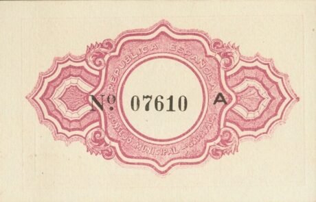 Реверс банкноты 50 centymów Caravaca (Hiszpania) 1937