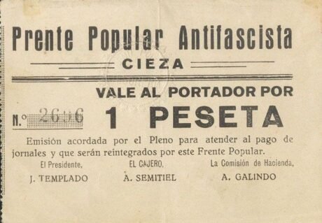 Аверс банкноты 1 песета Сьеса (Испания)