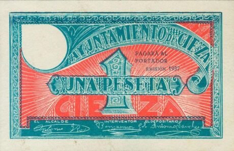 Аверс банкноты 1 песета Сьеса (Испания) 1937 года