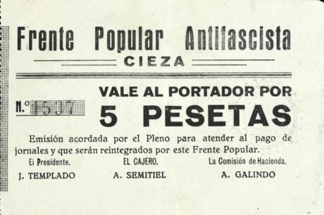 Аверс банкноты 5 песет Сьеса (Испания)