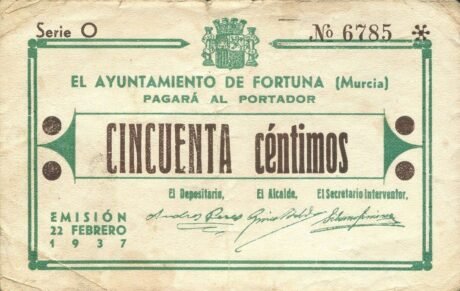 Аверс банкноты 50 centymów Fortuna (Hiszpania) 1937