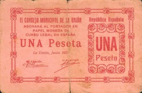 Аверс банкноты 1 песета Ла Унион (Испания) 1937 года