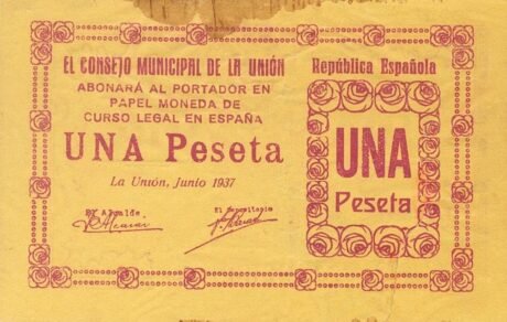 Аверс банкноты 1 песета Ла Унион (Испания) 1937 года