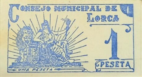 Реверс банкноты 1 песета Лорка (Испания) 1937 года