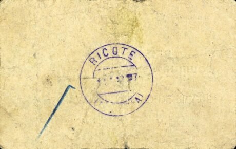 Реверс банкноты 25 centymów Ricote (Hiszpania)