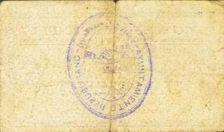 Реверс банкноты 1 песета Арнес (Испания) 1937 года