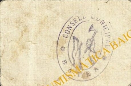 Реверс банкноты 50 сантимов Батеа (Испания)