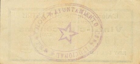 Реверс банкноты 25 сантимов Бонастр (Испания) 1937 года