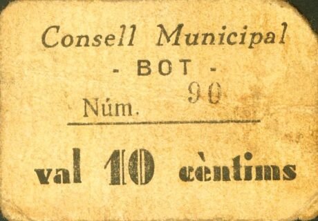 Аверс банкноты 10 centimo Bot (Hiszpania)