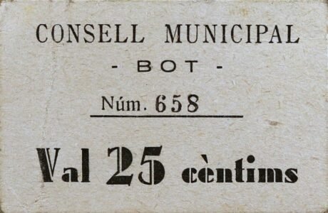 Аверс банкноты 25 centymów Bot (Hiszpania)