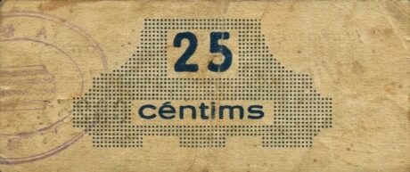 Реверс банкноты 25 centymów Calafell (Hiszpania) 1937