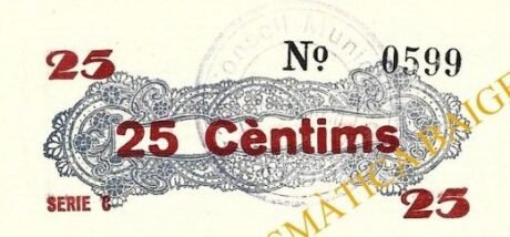 Реверс банкноты Капафоны 25 сантимов (Испания)