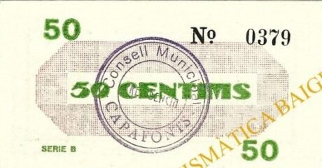 Реверс банкноты Capafons 50 centimos (Spain)