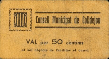 Аверс банкноты 50 centymów Coldejo (Hiszpania) 1937