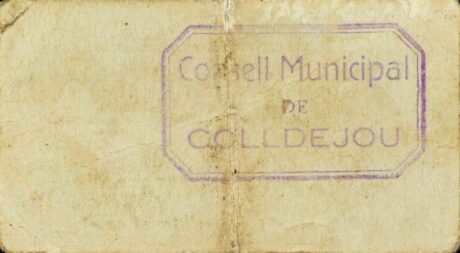 Реверс банкноты 1 peseta Coldejo (Spain) 1937