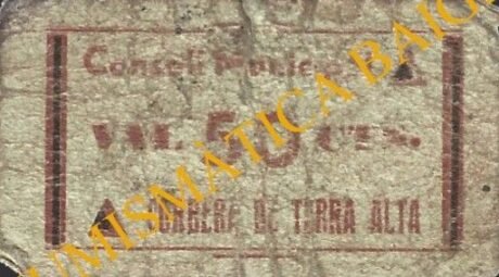 Аверс банкноты 50 сантимов Корбера де Терра Альта (Испания) 1937 года