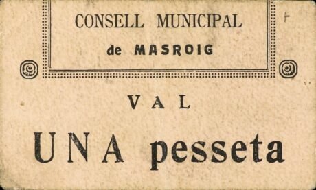 Аверс банкноты 1 песета Эль-Масройг (Испания)