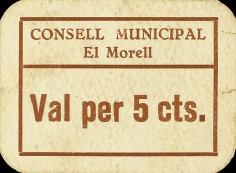 Аверс банкноты 5 centymów El Morel (Hiszpania)