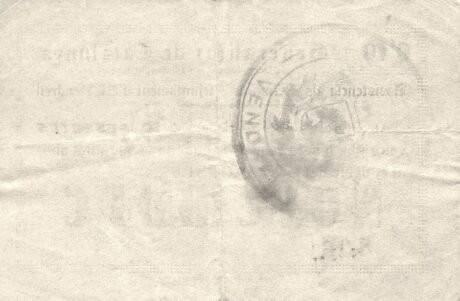 Реверс банкноты 5 сантимов Эль Вендрел (Испания) 1937 года