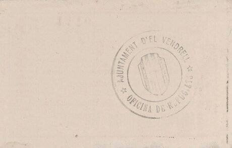 Реверс банкноты 10 centymów El Vendrell (Hiszpania) 1937