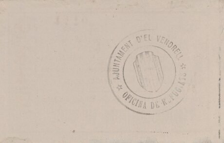 Реверс банкноты 1 Peseta El Vendrell (Hiszpania) 1937