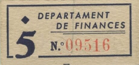 Реверс банкноты 5 centymów Flix (Hiszpania)